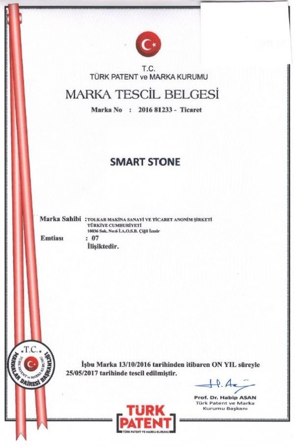 SMART STONE – TRADEMARK REGISTRATION CERTIFICATE