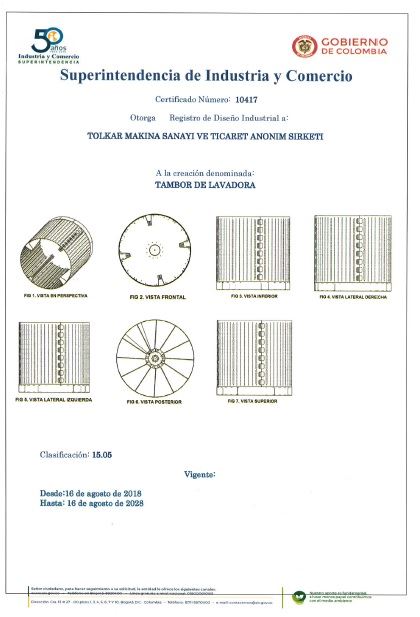 WASHING MACHINE DRUM – COLOMBIA INDUSTRIAL DESIGN REGISTRATION CERTIFICATE – Page 3